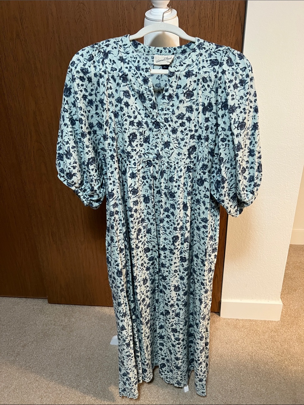 Floral Puff-Sleeve Cotton Dress - Picture 2 of 6